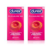 Durex Pleasure Me, 24 Condoms (12s x 2), Ribbed & Dotted, Regular Fit