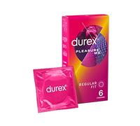 Durex Pleasure Me, 6 Condoms, Ribbed & Dotted, Regular Fit, Pre Lubricated
