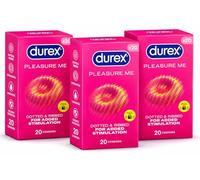Durex Pleasure Me, 60 Condoms (20s x 3), Ribbed & Dotted, Regular Fit