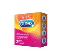 Durex Pleasure Me Condoms - 3 Pack | Ribbed & Dotted for Extra Stimulation | Easy-On Fit with Teat End | Natural Rubber Latex | Lubricated, 56mm | 100% Electronically Tested
