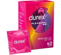 Durex Pleasure Me Condoms, Regular Fit, 40s, Easy On Shape, Dotted and Ribbed, With Extra Silicone Lube