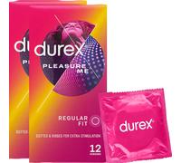Durex Pleasure Me Condoms Ribbed & Dotted Regular Fit 12s || Pack 2