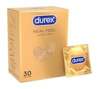 Durex Real Feel Condoms, Regular Fit, 30s, Latex Free, Extra Silicone Lube, Easy On Shape