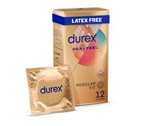 Durex Real Feel Condoms, 12s, Regular Fit, Latex Free, Extra Silicone Lube, Easy