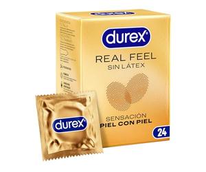 Durex Real Feel Condoms, Skin Feeling with Skin, Latex Free, 24 Condoms