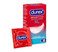 Durex Sensitive XL Condoms, Fine for Increased Sensitivity, 10 XL Condoms | Nominal width of 57mm for a fit and comfort, With more lubricant for a more pleasant experience