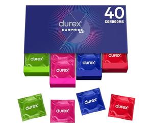 Durex Surprise Me Condoms in Stylish Box, Exciting Versatility, Convenient and Discreetly Packaging, for Safe Sex & Extra Stimulation - 40 Bulk Pack (1 x 40 Pieces)