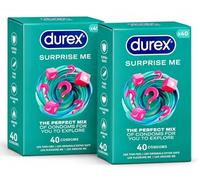 Durex Surprise Me Variety Pack, 80 Condoms (40s x 2), Close & Regular Fit | Thin Feel, Pleasure Me, Originals Extra Safe, Tickle Me, Close Fit & Regular Fit Mixture, Thickness Mixture, Varierty Pack
