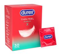 Durex Thin Feel Close Fit, 30 Condoms, Silicone Lubricated | Thinner for More Sensitivity, Pre Lubricated with Silicone Lube, Easy On, Teat Ended, Durex Condoms, Thin Feel