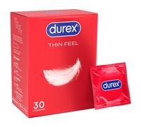 Durex Thin Feel Latex Condoms | Transparent & Lubricated Easy-On Shaped Pack Of 30