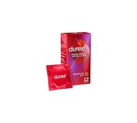 Durex Thin Feel Extra Lube Condoms, Regular Fit, 12 Pack, Secure Natural Latex, Silicone Lubricant, Easy On Shape, Enhanced Sensitivity, Comfortable,