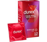 Durex Thin Feel Extra Lube Condoms, Regular Fit, 12S,Natural LatexSilicone Lube