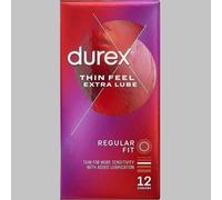 DUREX THIN FEEL EXTRA LUBE REGULAR FIT 12 CONDOMS Expiry 01/27 (451)