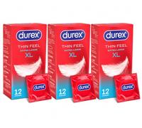 Durex Thin Feel XL, 36 Condoms (12s x 3), Silicone Lubricated