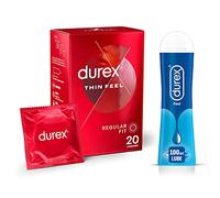 Durex Ultra Thin Condoms 20 Pack & Play Lube Gel 100ml Bundle - Enhanced Sensation, Smooth Lubrication, Intimate Comfort, Premium Quality, Discreet Packaging