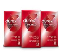 Durex Ultra Thin Feel Condoms, 36 Pack (12 X Regular Fit), Silicone Lubricated to Enhance Sensation, Comfortable and Reliable Protection, Ideal for Intimate Moments