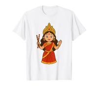 Durga Puja Diwali Festival Happy Navratri Goddess Value Graphic T-Shirt, Men, White, L