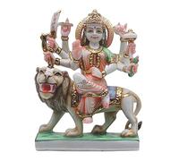 Durga Statue Large Marble Durga Murti Shaila Putri Kali Sculpture Durga with Lion Figurines Hindu Goddess of Strength Amba Statue for Navratri Puja Maa Sherawali Adi Shakti Indian Home Temple Decor