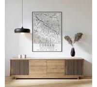 Durham England City Street Map Print Durham Wall Art Home decor Poster Poster A5 - Wall Art Home Decor Movie Poster Canvas Film Cinema Retro Vintage Cult Classic Nostargic Saga Modern reprint we prin