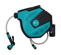 DURHAND 15m Garden Hose Reel Wall Mounted Auto Rewind with Spray Nozzle
