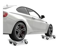 DURHAND Car Wheel Dollies 2PCS 680kg Capacity Swivel Casters Non-Slip Metal Plates Grey