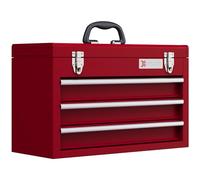 DURHAND Lockable 3 Drawer Tool Chest with Ball Bearing Slide Drawers Red, Red