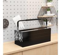 DURHAND 3 Tier Metal Toolbox with 5 Tray Carry Handle 56cmx20cmx34cm Black