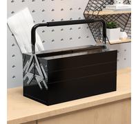Durhand 3 Tier Metal Toolbox With 5 Tray Carry Handle 45Cmx20Cmx34.5Cm Black, Black