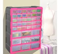 DURHAND Organiser Cabinet: 39 Drawer Plastic Storage Unit for Small Parts, Rose Red Aosom UK