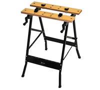 Durhand 4-in-1 Workbench Sawhorse Clamp Table with Rulings Tool Holes - Brown & Black, Black