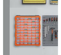 Durhand 60 Drawers Parts Organiser Wall Mount Storage Cabinet Garage Small Nuts Bolts Tools Clear Orange