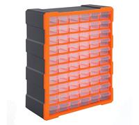 DURHAND 60 Drawers Parts Organiser Wall Mount Storage Cabinet Garage Small Nuts Bolts Tools Clear Orange