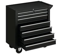DURHAND 7-Drawer Rolling Tool Chest on Wheels, Lockable Tool Cabinet with Side Handle, Metal Tool Box Trolley for Garage, Workshop, Matte Black Black