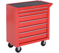 DURHAND 7-Drawer Tool Box on Wheels 150 Load Tool Storage Cabinet with Universal Wheels Equipping Safety Lock for Garage Workshop, Red Aosom UK