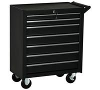DURHAND 7-Drawer Tool Box on Wheels 150KG Load Tool Cabinet with Ball Bearing and EVA Pad Tool Box Trolley for Garage, Workshop, Matte Black