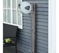 DURHAND Retractable Air Hose Reel Auto Self-Winding Wall Mounted 1/4" 15m+140cm, Grey