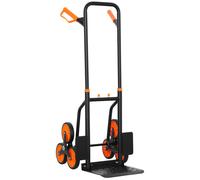 DURHAND Climbing Stairs Trolley Hand Trucks 6-Wheels Foldable Load Cart Steel - Orange | TJ Hughes