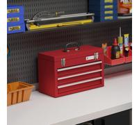 Durhand Lockable 3 Drawer Tool Chest With Ball Bearing Slide Drawers Red