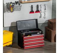 DURHAND Lockable Tool Chest with Ball Bearing Slide Drawers Red in Black | Size: Medium DURHAND Black Medium