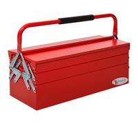 DURHAND 57cm Metal Cantilever Toolbox 3 Tier 5 Tray Storage Organizer w/ Carry Handle, Red