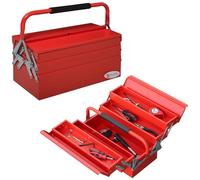 Durhand 3 Tier Metal Toolbox With 5 Tray Carry Handle 45Cmx20Cmx34.5Cm Red