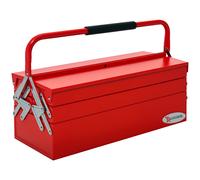 DURHAND 57cm Metal Cantilever Toolbox 3 Tier 5 Tray Storage Organizer w/ Carry Handle, Red