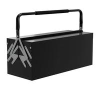 Durhand 3 Tier Metal Toolbox With 5 Tray Carry Handle 56Cmx20Cmx34Cm Black, Black