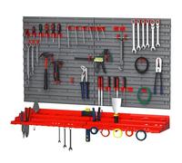 DURHAND 54 Pcs On-Wall Tool Equipment Holding Pegboard Home DIY Garage Organiser DIY w/ 50 Pegs 2 Shelves