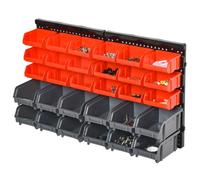 DURHAND PP Wall Mounted 30-Compartment Tool Hardware Organiser Red/Grey