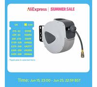 DURHAND Retractable Air Hose Reel 15m+ 140cm Hose Diameter 3/8" 9.5mm, Hose Connector 1/4" BSP, Wall Mount Auto Rewind Hose- Reel