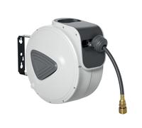DURHAND Retractable Air Hose Reel, Wall Mount Auto Rewind Hose- Reel, 10m+ 90cm Diameter 3/8" 9.5mm, Connector 1/4" BSP, Grey