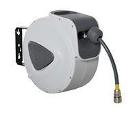 DURHAND Retractable Air Hose Reel, Wall Mount Auto Rewind Hose- Reel, 15m+ 140cm Diameter 3/8" 9.5mm, Connector 1/4" BSP, Grey