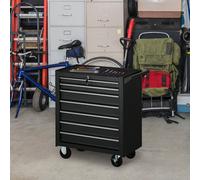 Durhand Roller Tool Storage Chest Box Garage Workshop 7 Drawers Black, Black
