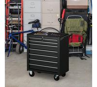 DURHAND Storage Roller Tool Cabinet with Wheels and Seven Drawers - Matte Black, Black